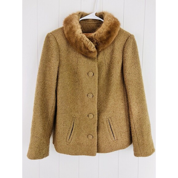 Betty Rose Jackets & Blazers - Vintage *Betty Rose* Brown Fur Trim 60s 70s Tweed Dress Jacket Size 14
